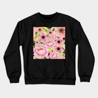 Pink flowers, seamless pattern Crewneck Sweatshirt